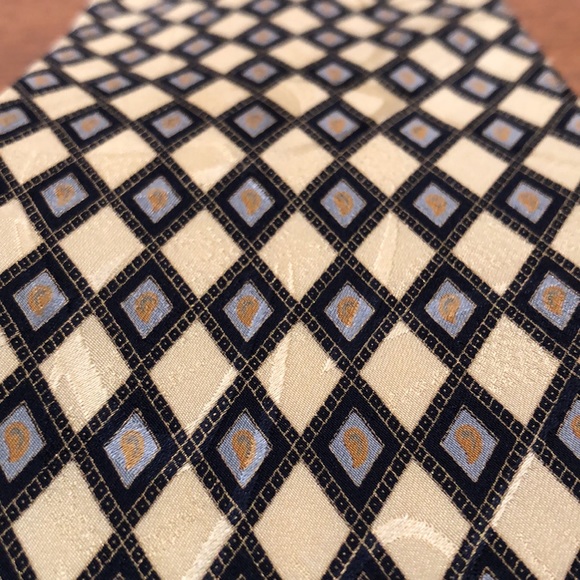 s-l400.jpg Yellow, gold, grey and black Brioni silk tie